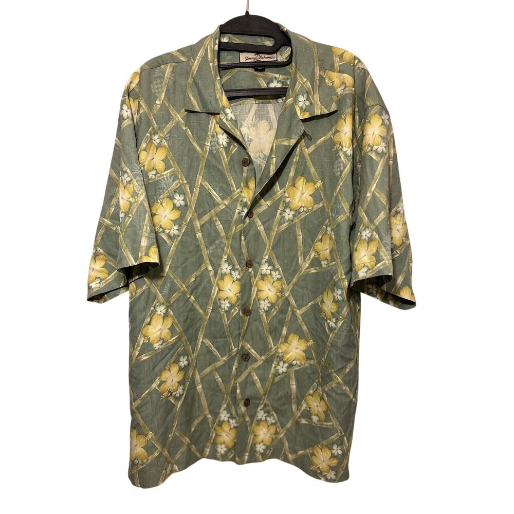 Tommy Bahama Hawaiian Print Button Up Casual Shirt, 100% Silk, Mens SZ M